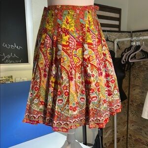 JONES WEAR JEANS PLEATED FLORAL PAISLEY PRINT COTTON MINI SKIRT SIZE 8